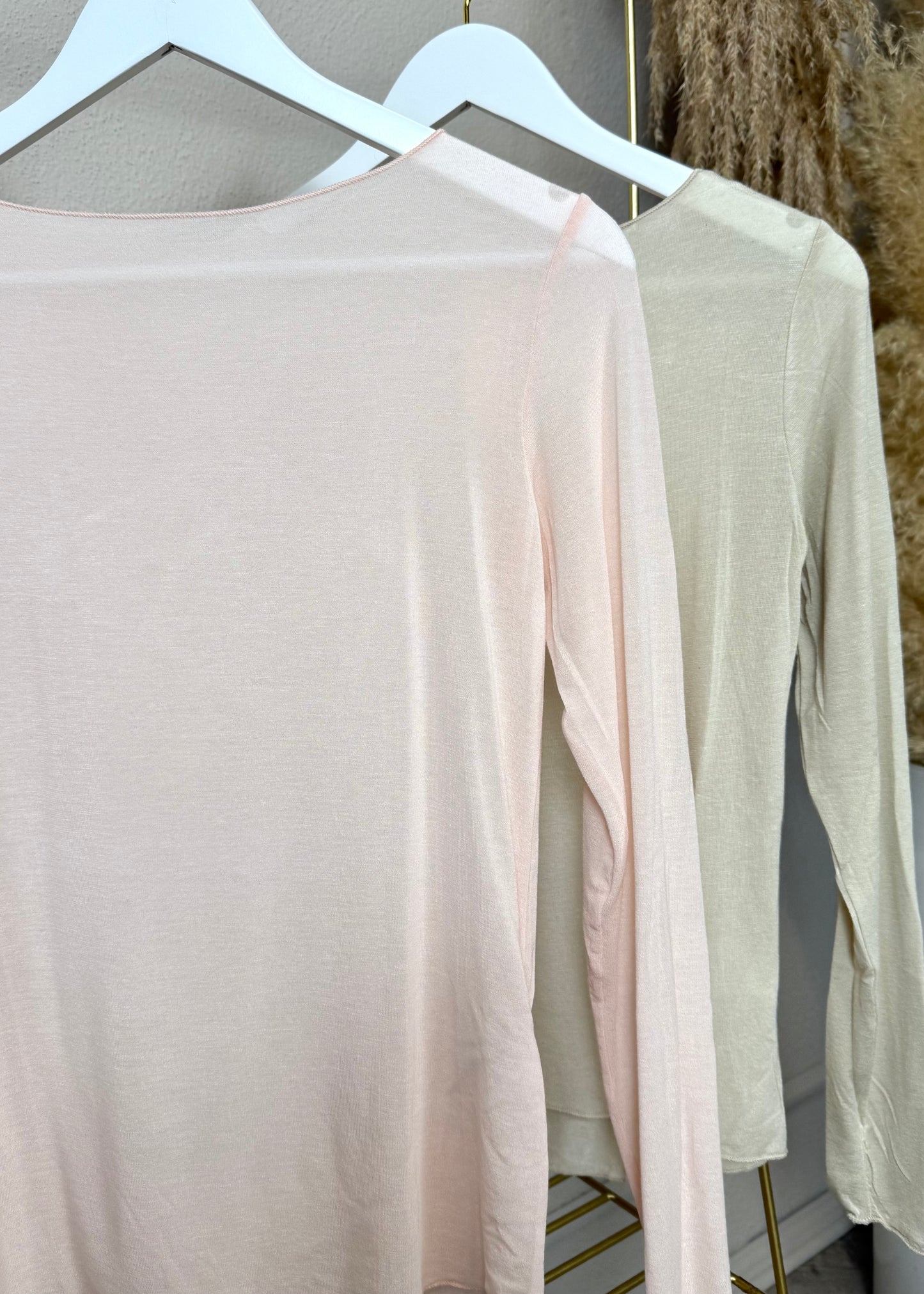 Langarmshirt mit Kaschmir 4 Farben