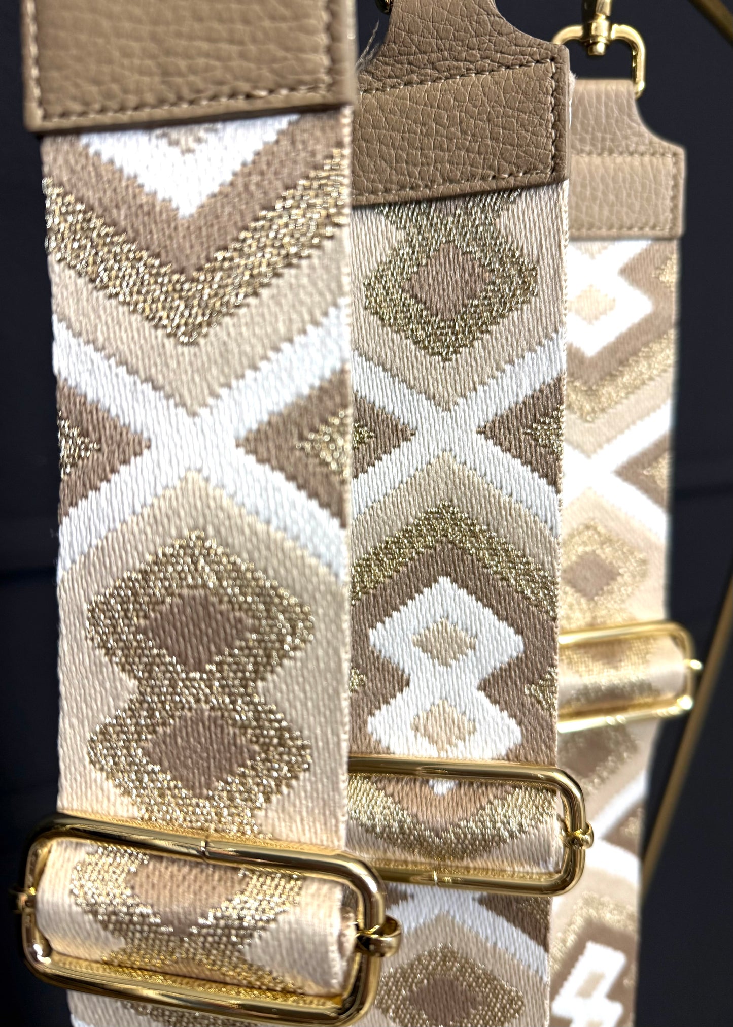 Taschengurt weiß beige Gold