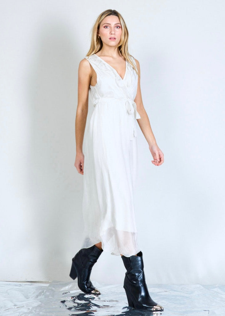 Kleid aus Seidenchiffon weiß