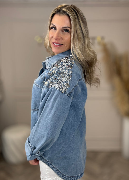 Jeanshemd mit Glitzer