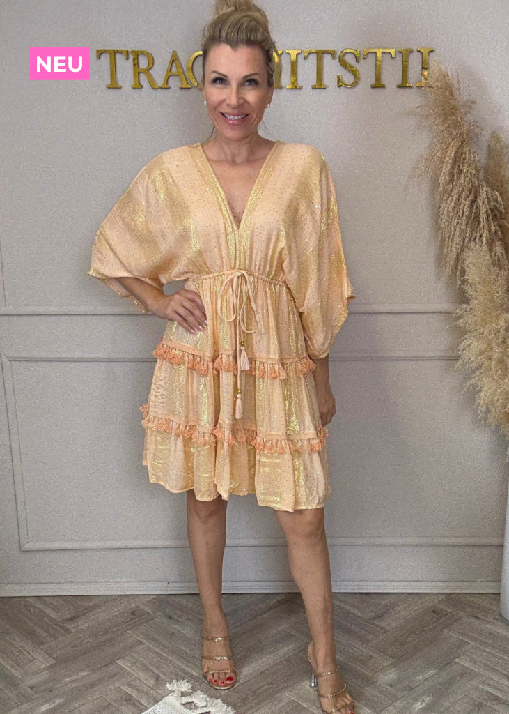 Bohokleid Peach mit Gold Details