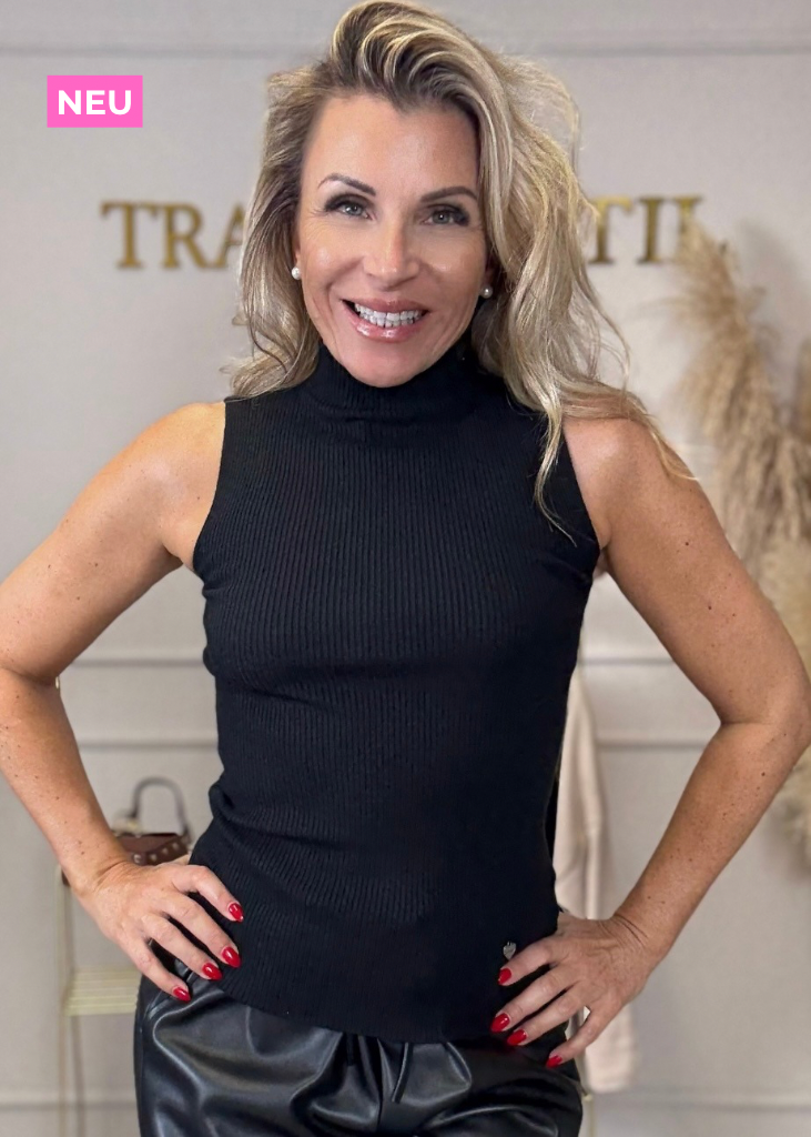 Ripptop mit Stehkragen in 2 Farben