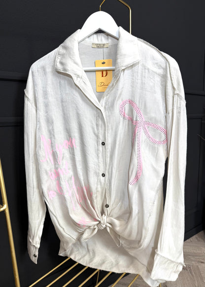 Bluse mit Glitzerprint