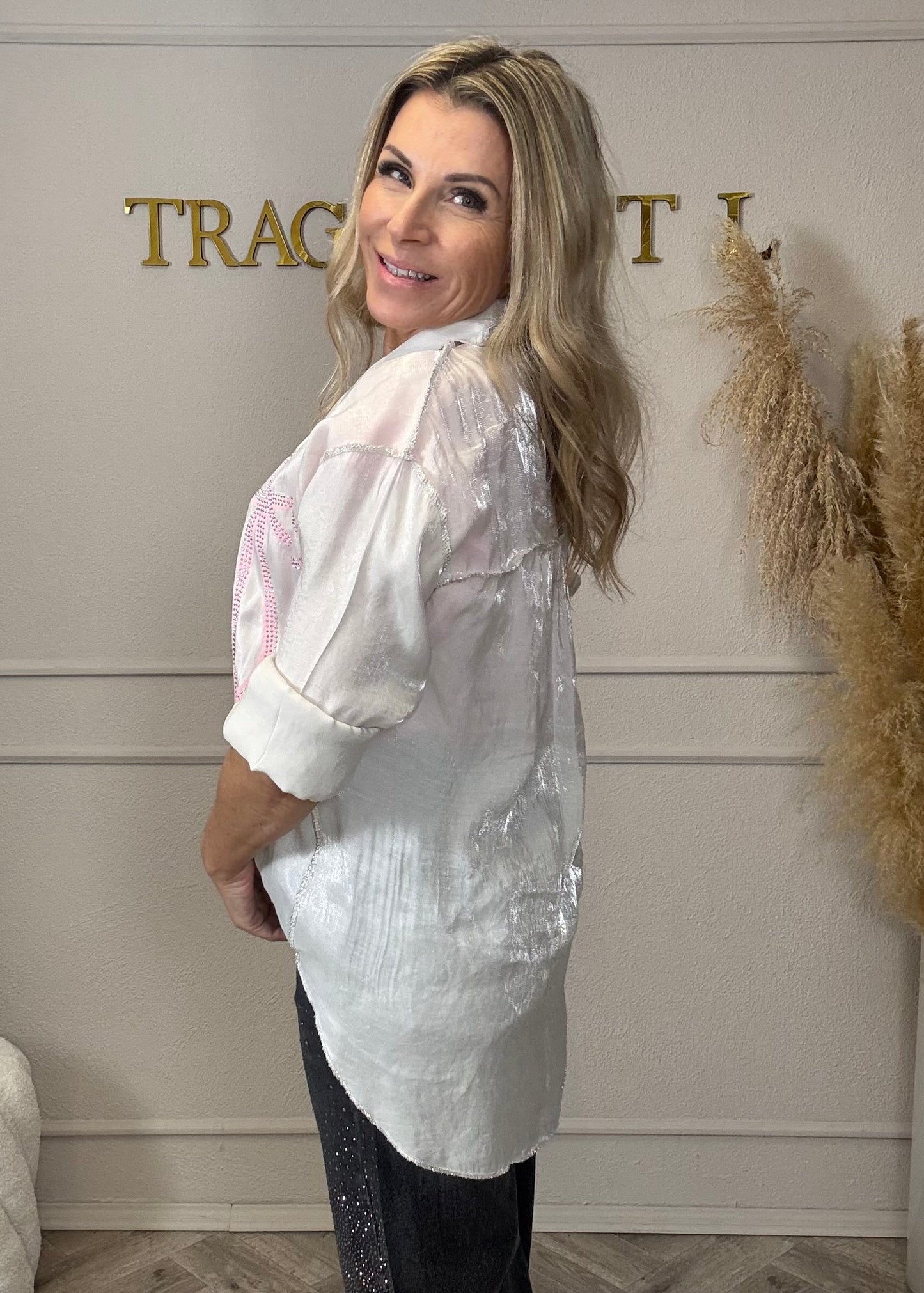 Bluse mit Glitzerprint