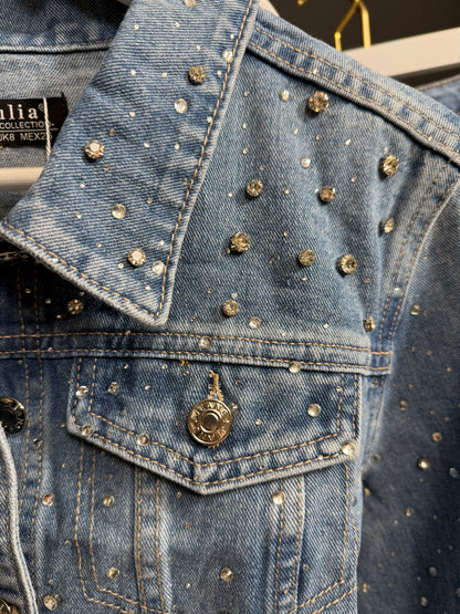 Jeansjacke mit Glitzersteinchen