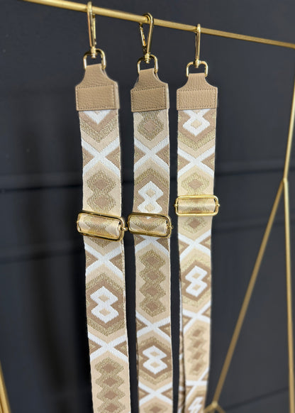 Taschengurt weiß beige Gold