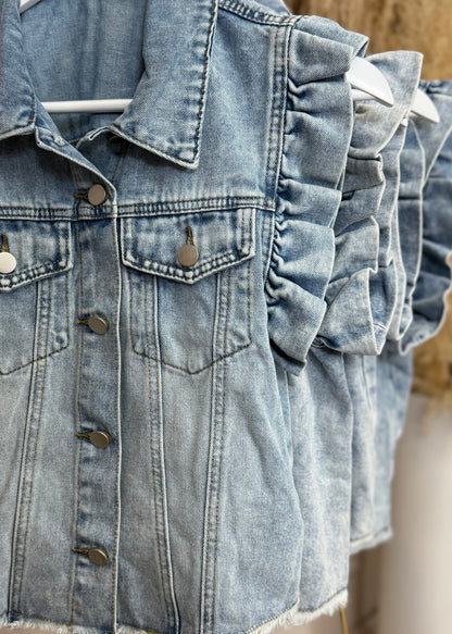 Jeansweste mit Volants