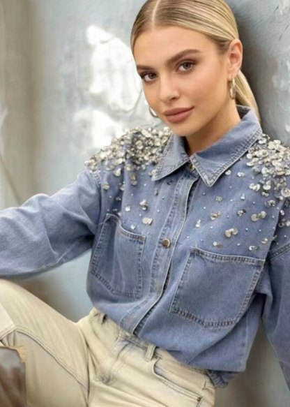 Jeanshemd mit Glitzer