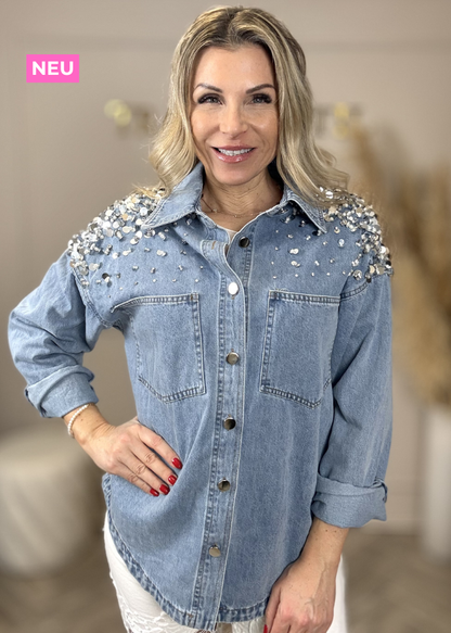 Jeanshemd mit Glitzer