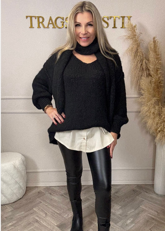 Oversize Kuschelpulli mit Schal