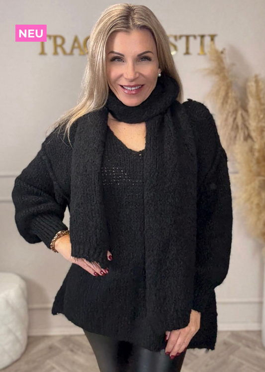 Oversize Kuschelpulli mit Schal