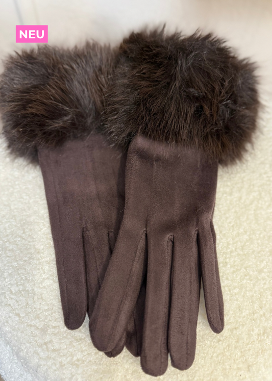 Wildlederhandschuhe mit Fell